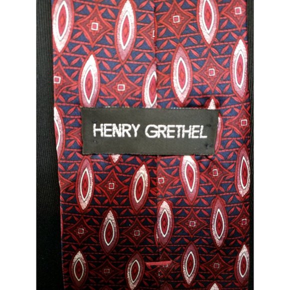 Henry Grethel Mens Dress Tie Suit Italian Fabric Made In USA Silk - Picture 9 of 12